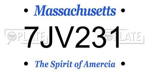 7JV231 Massachusetts License Plate