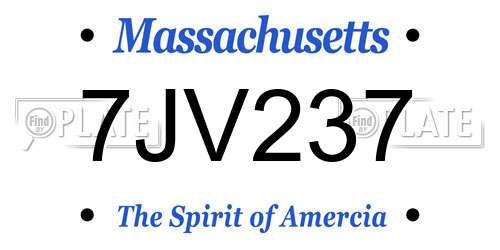 7JV237 Massachusetts License Plate
