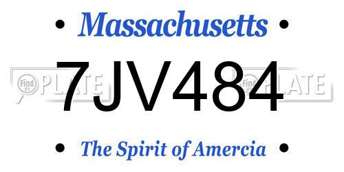 7JV484 Massachusetts License Plate