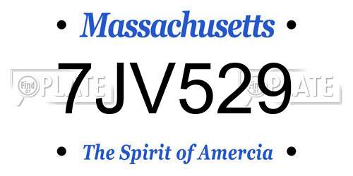 7JV529 Massachusetts License Plate