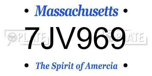 7JV969 Massachusetts License Plate