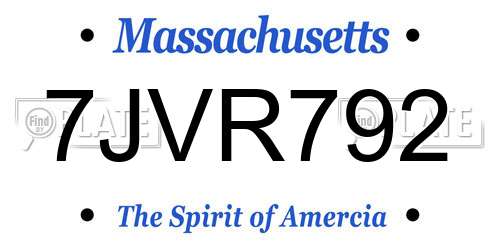 7JVR792 Massachusetts License Plate