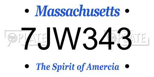 7JW343 Massachusetts License Plate