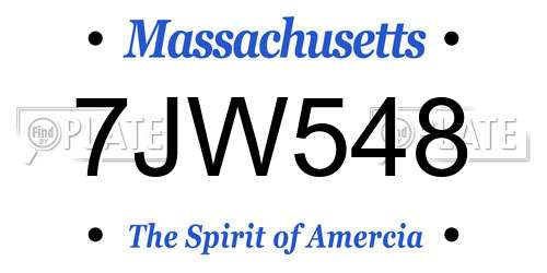 7JW548 Massachusetts License Plate