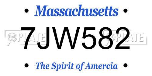 7JW582 Massachusetts License Plate