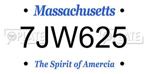 7JW625 Massachusetts License Plate