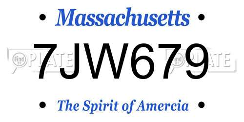 7JW679 Massachusetts License Plate