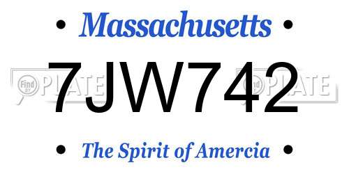 7JW742 Massachusetts License Plate