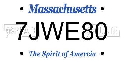 7JWE80 Massachusetts License Plate