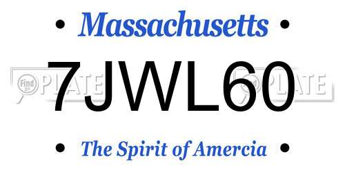 7JWL60 Massachusetts License Plate