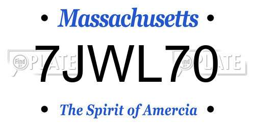 7JWL70 Massachusetts License Plate