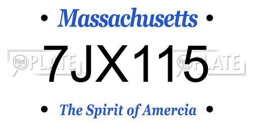 7JX115 Massachusetts License Plate