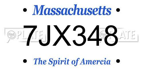 7JX348 Massachusetts License Plate