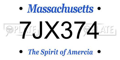 7JX374 Massachusetts License Plate