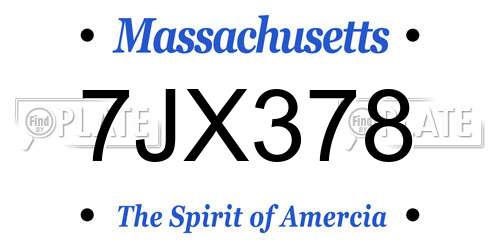 7JX378 Massachusetts License Plate