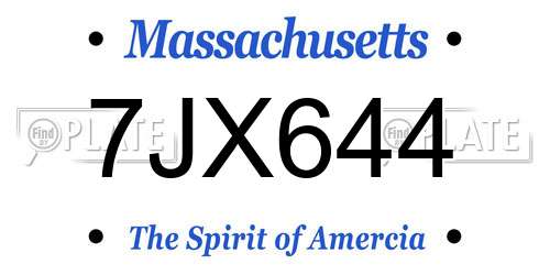 7JX644 Massachusetts License Plate