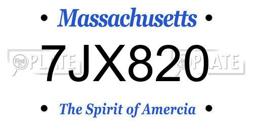 7JX820 Massachusetts License Plate