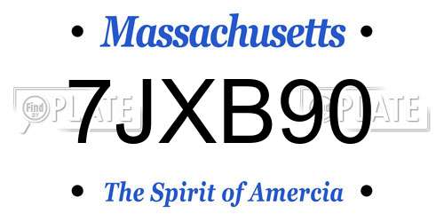 7JXB90 Massachusetts License Plate