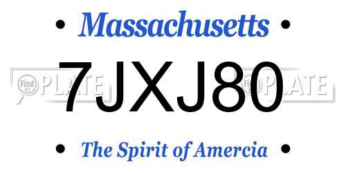 7JXJ80 Massachusetts License Plate