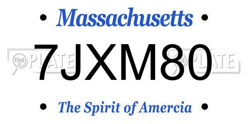 7JXM80 Massachusetts License Plate