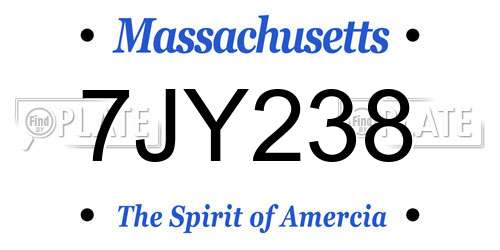 7JY238 Massachusetts License Plate