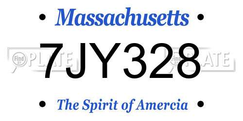 7JY328 Massachusetts License Plate