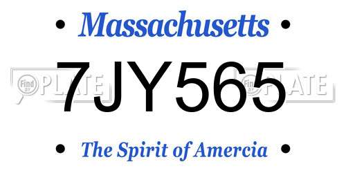 7JY565 Massachusetts License Plate