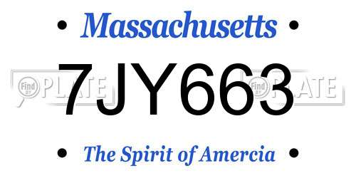 7JY663 Massachusetts License Plate