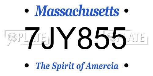 7JY855 Massachusetts License Plate