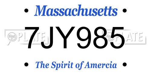 7JY985 Massachusetts License Plate