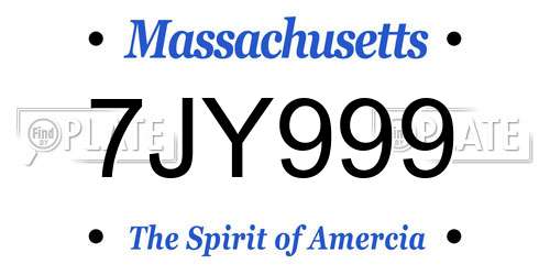 7JY999 Massachusetts License Plate