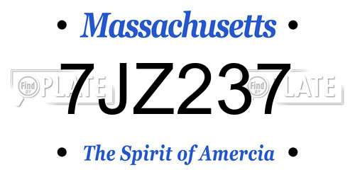 7JZ237 Massachusetts License Plate