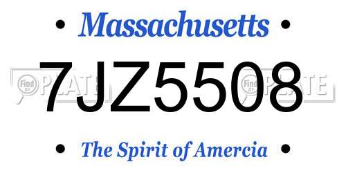 7JZ5508 Massachusetts License Plate