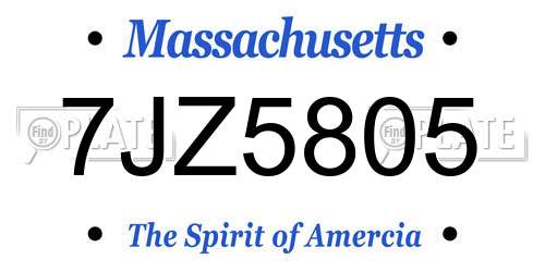 7JZ5805 Massachusetts License Plate