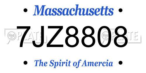 7JZ8808 Massachusetts License Plate