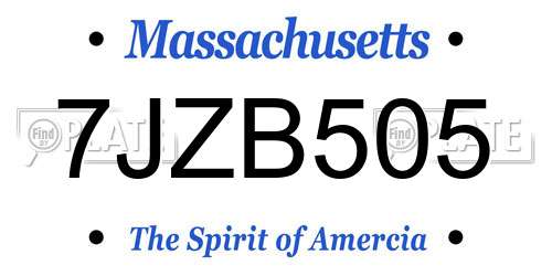 7JZB505 Massachusetts License Plate