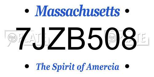 7JZB508 Massachusetts License Plate