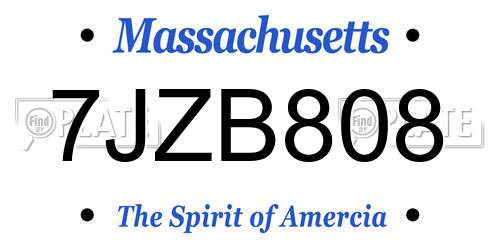 7JZB808 Massachusetts License Plate