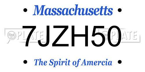 7JZH50 Massachusetts License Plate