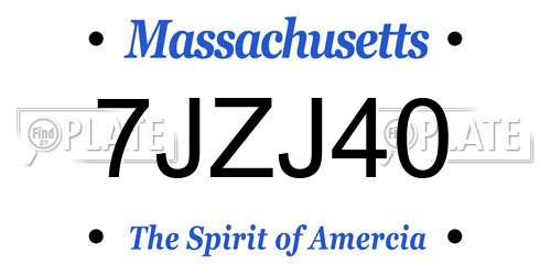 7JZJ40 Massachusetts License Plate