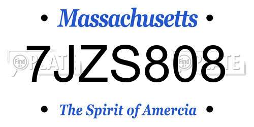 7JZS808 Massachusetts License Plate