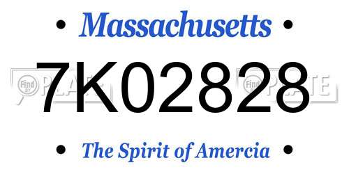 7K02828 Massachusetts License Plate