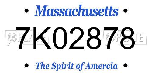 7K02878 Massachusetts License Plate