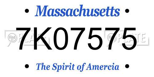 7K07575 Massachusetts License Plate