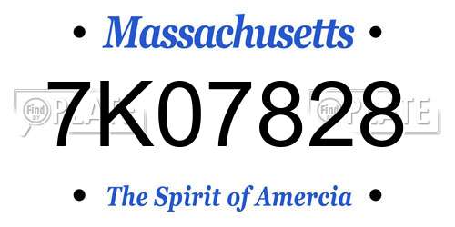 7K07828 Massachusetts License Plate