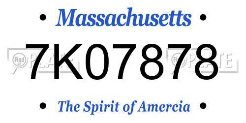 7K07878 Massachusetts License Plate