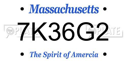 7K36G2 Massachusetts License Plate