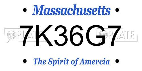 7K36G7 Massachusetts License Plate