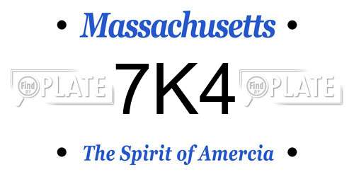 7K4 Massachusetts License Plate
