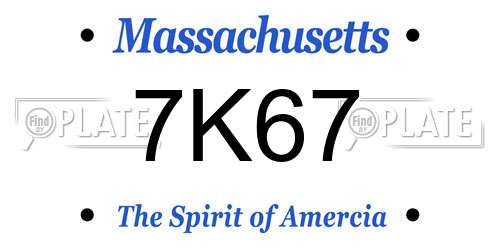 7K67 Massachusetts License Plate